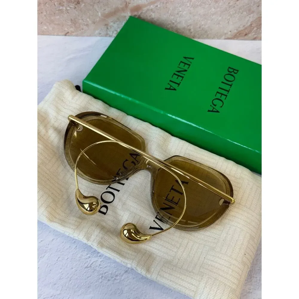 Bottega Veneta BV1436S Drop Earring Sunglasses in Beige $760